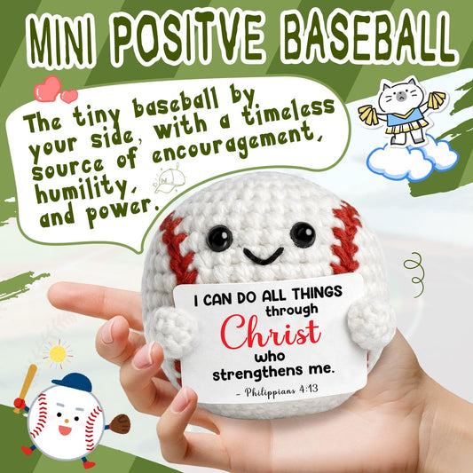 TKGIFTHOT Handmade Crochet Baseball Gifts Faith Encouragement Gift for Him Friend Son Christian Philippians 4:13 Motivational Baseball Room Religious Sports Christmas Decor