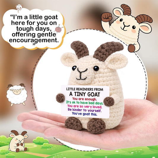 Positive Crochet Animal Goat Birthday Back to School Gifts for College Student Teen Boy Girl Fathers Day Men Gifts for Son Christmas Inspirational Support Gift for Women Men Teacher Coworker Friend