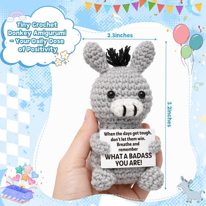 Frabaca Funny Graduation Positive Badass Donkey Crochet Animals, Motivational Gift for Women Men Coworkers, Best Friends - Uplifting Support Small Fathers Day Holiday Basket Stuffer for Grandkids