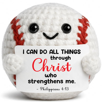 TKGIFTHOT Handmade Crochet Baseball Gifts Faith Encouragement Gift for Him Friend Son Christian Philippians 4:13 Motivational Baseball Room Religious Sports Christmas Decor
