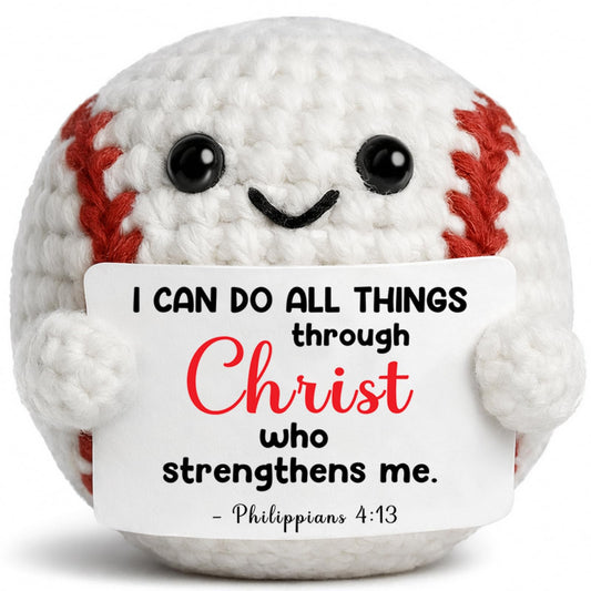 TKGIFTHOT Handmade Crochet Baseball Gifts Faith Encouragement Gift for Him Friend Son Christian Philippians 4:13 Motivational Baseball Room Religious Sports Christmas Decor