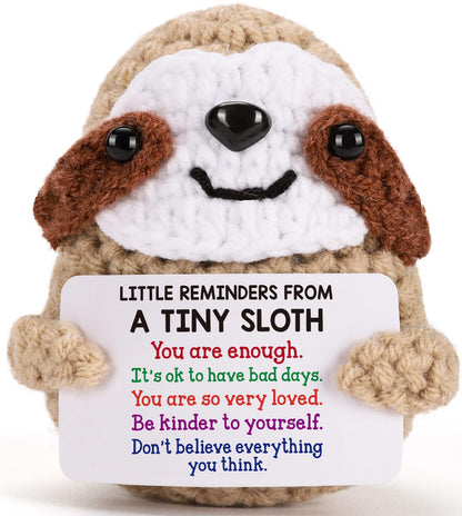 MBL Birthday Inspirational Gifts for Women - Little Reminders Back to School Motivational Cheer Support Stress Relief Relaxation Crochet Sloth Gift for College Students Nurses Teacher Coworkers Friend