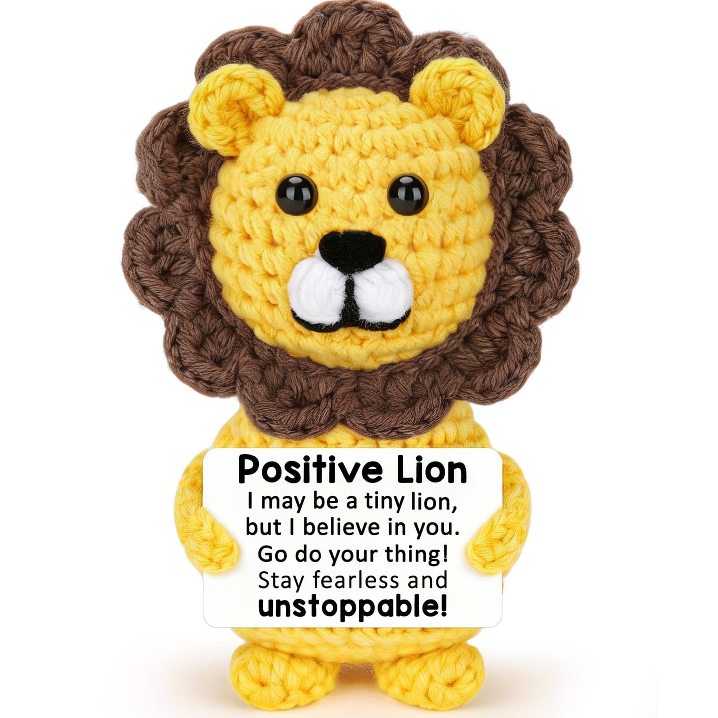 Agantree art Positive Lion Cheer Up Affirmation Gifts for Men Women Boys Girls Daughter Son Birthday Graduation Fathers Day Handmade Crochet Lion Gifts Inspirational Motivational Cool Things