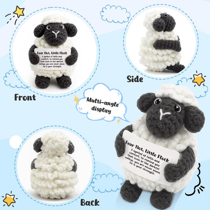 AVALYNNE Handmade Crochet Little Black Sheep Christian Encouragement Gift - Fear Not, Little Flock Faith Keepsake for Women, Friends - Spiritual Comfort Present for Tough Times, Illness, Anxiety
