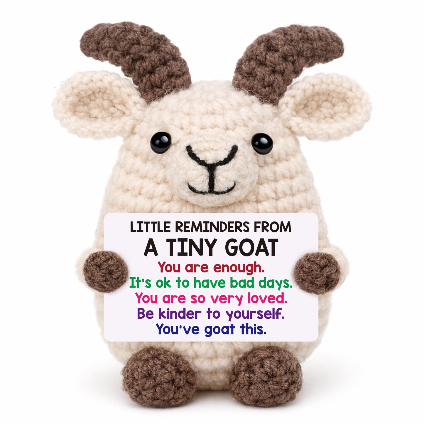 Positive Crochet Animal Goat Birthday Back to School Gifts for College Student Teen Boy Girl Fathers Day Men Gifts for Son Christmas Inspirational Support Gift for Women Men Teacher Coworker Friend