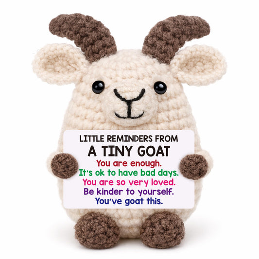 Positive Crochet Animal Goat Birthday Back to School Gifts for College Student Teen Boy Girl Fathers Day Men Gifts for Son Christmas Inspirational Support Gift for Women Men Teacher Coworker Friend