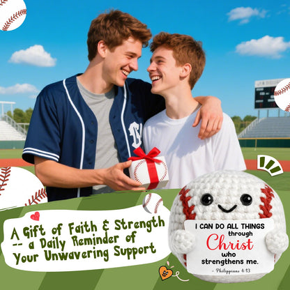 TKGIFTHOT Handmade Crochet Baseball Gifts Faith Encouragement Gift for Him Friend Son Christian Philippians 4:13 Motivational Baseball Room Religious Sports Christmas Decor