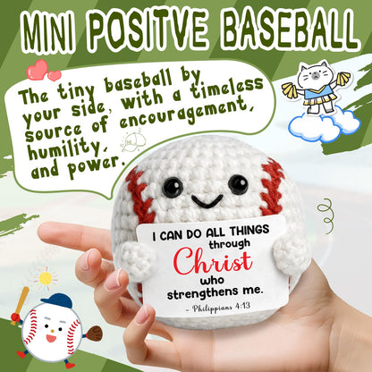 TKGIFTHOT Handmade Crochet Baseball Gifts Faith Encouragement Gift for Him Friend Son Christian Philippians 4:13 Motivational Baseball Room Religious Sports Christmas Decor