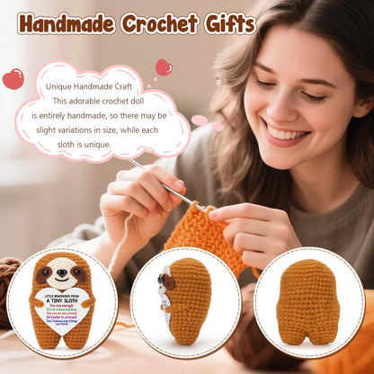 MBL Birthday Inspirational Gifts for Women - Birthday Gift for Kids College Students Teen, Motivational Self Care Relaxation Cheer Stress Relief Funny Crochet Sloth for Friends Boss Nurses Teacher