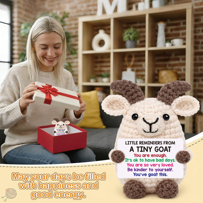 Positive Crochet Animal Goat Birthday Back to School Gifts for College Student Teen Boy Girl Fathers Day Men Gifts for Son Christmas Inspirational Support Gift for Women Men Teacher Coworker Friend