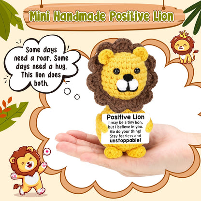 Agantree art Positive Lion Cheer Up Affirmation Gifts for Men Women Boys Girls Daughter Son Birthday Graduation Fathers Day Handmade Crochet Lion Gifts Inspirational Motivational Cool Things