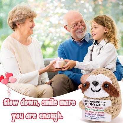 MBL Birthday Inspirational Gifts for Women - Little Reminders Back to School Motivational Cheer Support Stress Relief Relaxation Crochet Sloth Gift for College Students Nurses Teacher Coworkers Friend