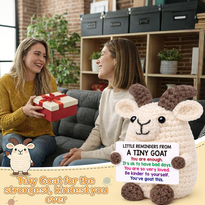 Positive Crochet Animal Goat Birthday Back to School Gifts for College Student Teen Boy Girl Fathers Day Men Gifts for Son Christmas Inspirational Support Gift for Women Men Teacher Coworker Friend