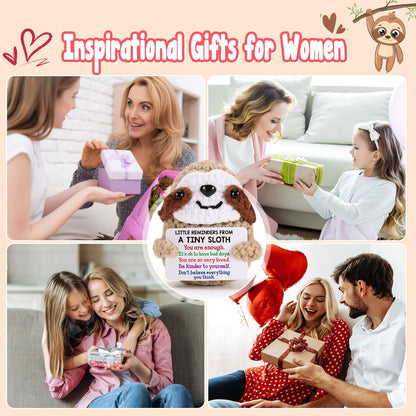 MBL Birthday Inspirational Gifts for Women - Little Reminders Back to School Motivational Cheer Support Stress Relief Relaxation Crochet Sloth Gift for College Students Nurses Teacher Coworkers Friend