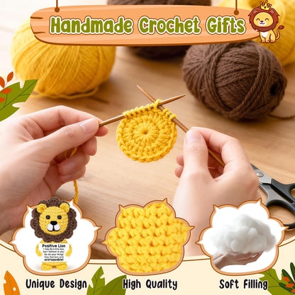 Agantree art Positive Lion Cheer Up Affirmation Gifts for Men Women Boys Girls Daughter Son Birthday Graduation Fathers Day Handmade Crochet Lion Gifts Inspirational Motivational Cool Things